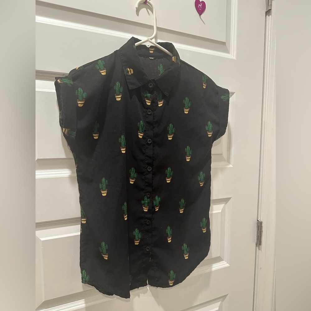 Cactus Cap Sleeve Button Up - image 5